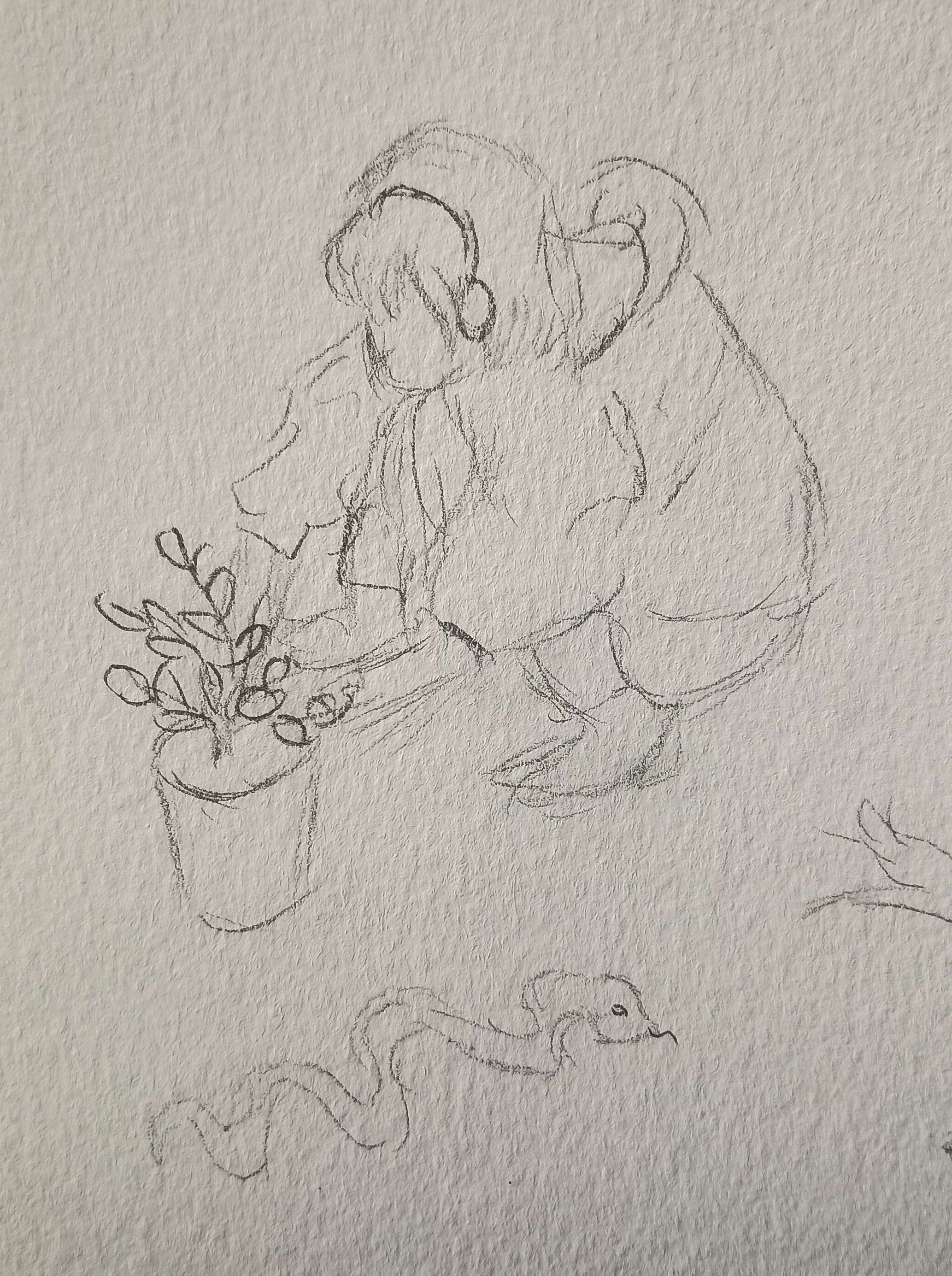 Tending to Plants-Pencil